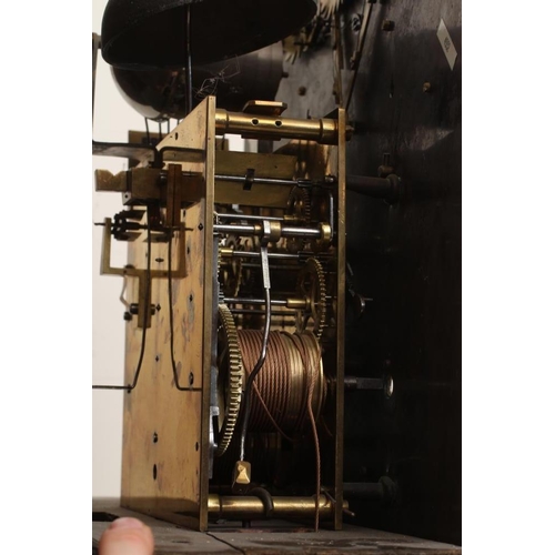 856 - A MAHOGANY CHIMING LONGCASE, the triple weight movement quarter chiming on eight bells, 14 1/2