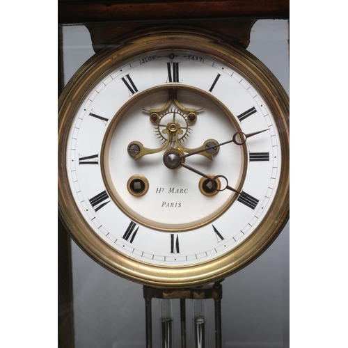 858 - A FRENCH MARBLE MANTEL CLOCK, the twin barrel movement with Brocot escapement and mercury pendulum s... 