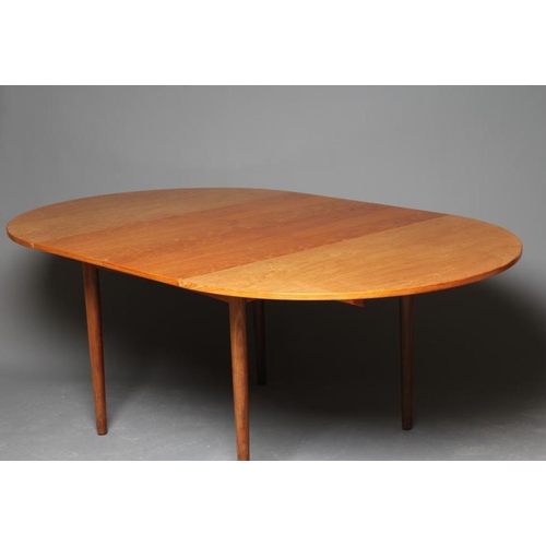 871 - W. F. CLAUSEN FOR BRANDE MOBELFABRIK DENMARK, A TEAK EXTENDING DINING TABLE of D end form with two s... 