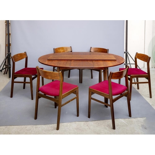 890 - AN H P HANSEN FOR RANDERS MOBELFABRIK ROSEWOOD DINING TABLE AND CHAIRS, 1960'S, the D ended table wi... 