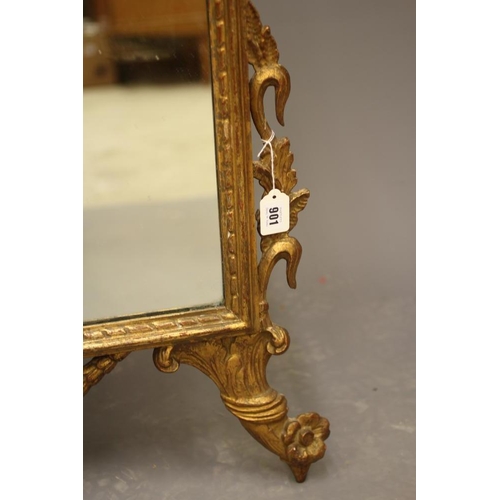 901 - A GEORGIAN STYLE CARVED GILTWOOD PIER GLASS, 20th century, the oblong plate within a beaded frame, t... 