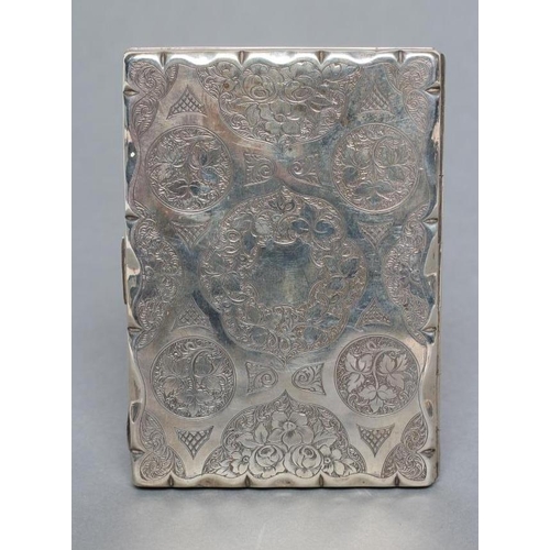 149 - A VICTORIAN SILVER VISTING CARD CASE, maker G. Wheeler & Co., Birmingham 1863, of shaped oblong form... 