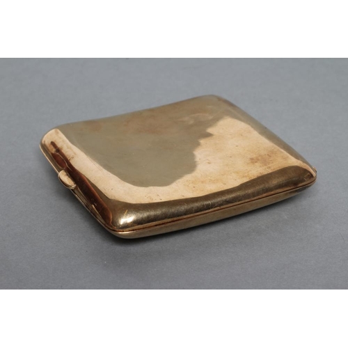 151 - A 9CT GOLD CIGARETTE CASE, sponsor's mark B&S, Birmingham 1922, of plain slightly concave rounded ob... 