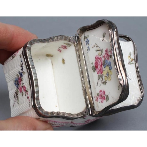 162 - A MENNECY PORCELAIN TABLE SPICE BOX, c.1755, modelled as a serpentine chest of two short over two lo... 