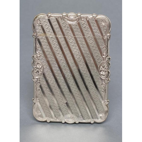 176 - AN EARLY VICTORIAN SILVER VISITING CARD CASE, maker Edward Smith, Birmingham 1854, of shaped rounded... 