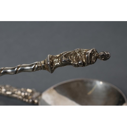 218 - A PAIR OF VICTORIAN SILVER APOSTLE SPOONS, maker Henry Bourne, Birmingham 1872, the figural terminal... 