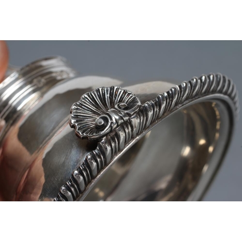 226 - A GEORGE IV SILVER WINE FUNNEL, maker Emes & Barnard, London 1825, with cast and applied gadrooned r... 