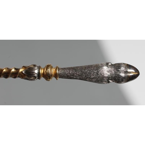 245 - A SET OF ELEVEN TEASPOONS, 800 standard, possibly German, the finials cast as hairy cloven hooves wi... 