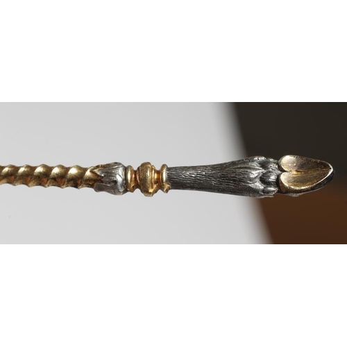 245 - A SET OF ELEVEN TEASPOONS, 800 standard, possibly German, the finials cast as hairy cloven hooves wi... 