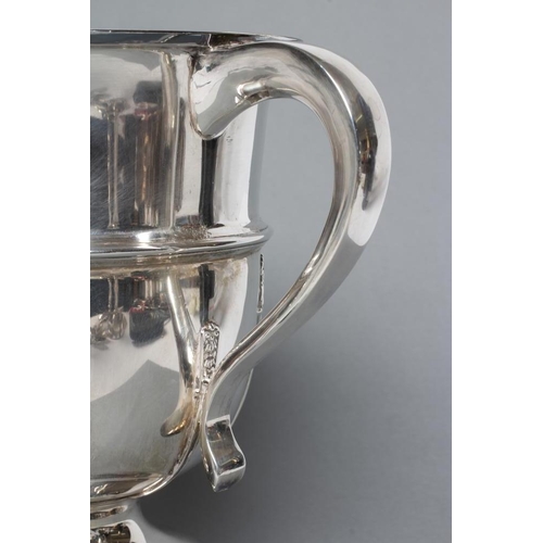 261 - AN ARTS AND CRAFTS SILVER TWO HANDLED TROPHY, maker Goldsmiths & Silversmiths Co. Ltd., London 1912,... 