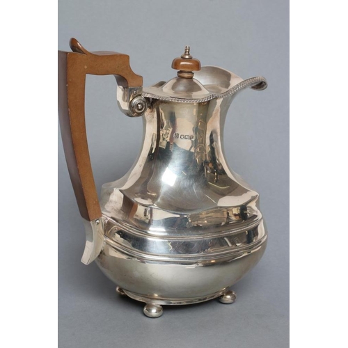 262 - A SILVER TEAPOT AND MATCHING COFFEE POT, maker Sissons & Sissons, Sheffield 1926, of oblong baluster... 