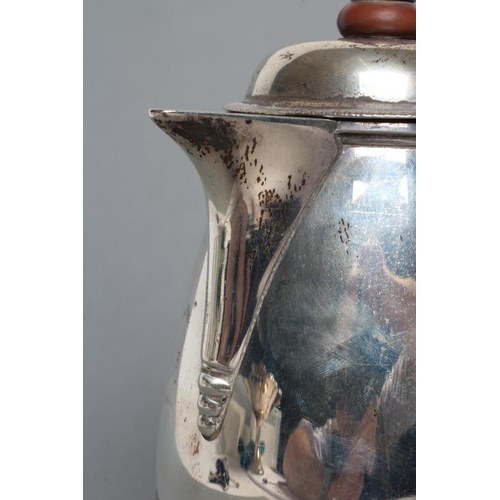 269 - A SILVER HOT WATER JUG, maker Barraclough & Barraclough, London 1933, of rounded tapering cylindrica... 