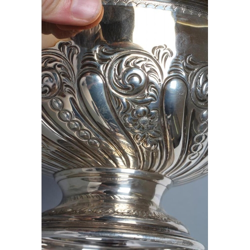 308 - A LATE VICTORIAN SILVER ROSE BOWL, maker's mark J.D.&S., Sheffield 1900, of semi-wrythen fluted form... 