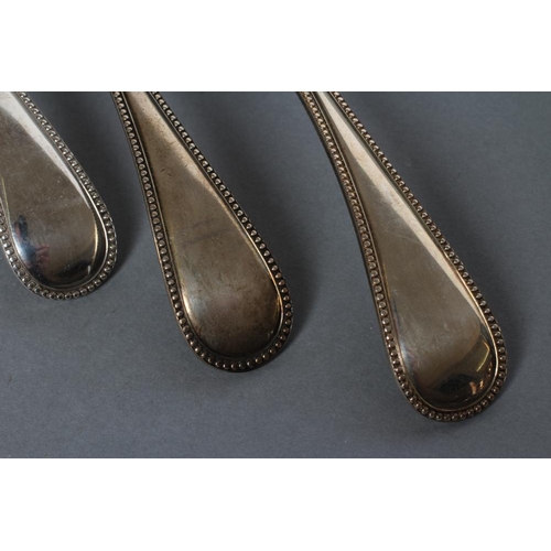 326 - A SET OF FIVE VICTORIAN SILVER SAUCE LADLES, maker Thomas Smiley, London 1879, in bead pattern, 6