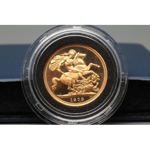 350 - AN ELIZABETH II PROOF SOVEREIGN, 1979, 7.9g, in capsule and cased (Est. plus 20% premium)