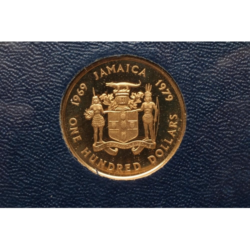 354 - A JAMAICA GOLD PROOF $100, 10th Anniversary of the Investiture of Prince Charles 1969-1979, 0.328ozs... 