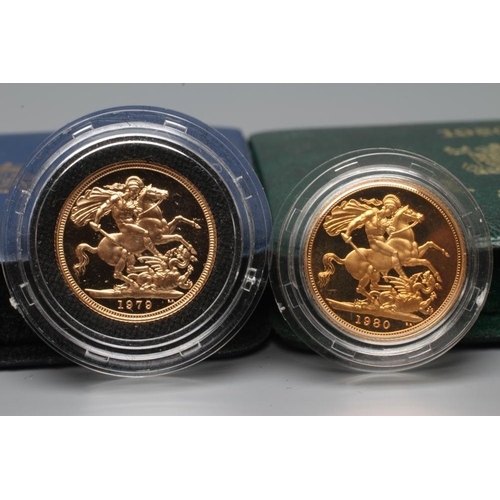 357 - AN ELIZABETH II PROOF SOVEREIGN, 1980 and another sovereign 1979, both in capsules and cased (Est. p... 