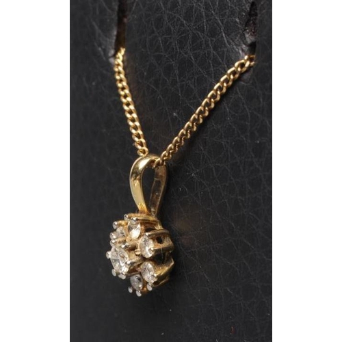 601 - A DIAMOND CLUSTER PENDANT to match the previous lot, on a fine chain necklace (Est. plus 24% premium... 