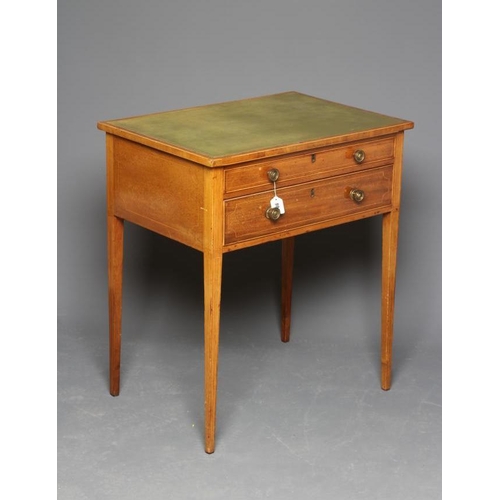 904 - A MAHOGANY LIBRARY SIDE TABLE, early 19th century and later, of oblong form with stringing, the hing... 