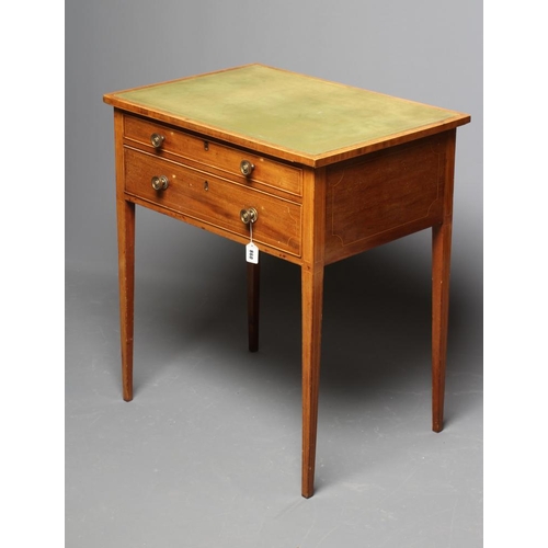 904 - A MAHOGANY LIBRARY SIDE TABLE, early 19th century and later, of oblong form with stringing, the hing... 