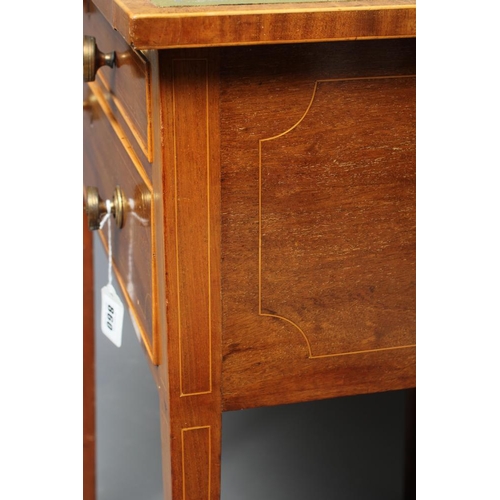 904 - A MAHOGANY LIBRARY SIDE TABLE, early 19th century and later, of oblong form with stringing, the hing... 