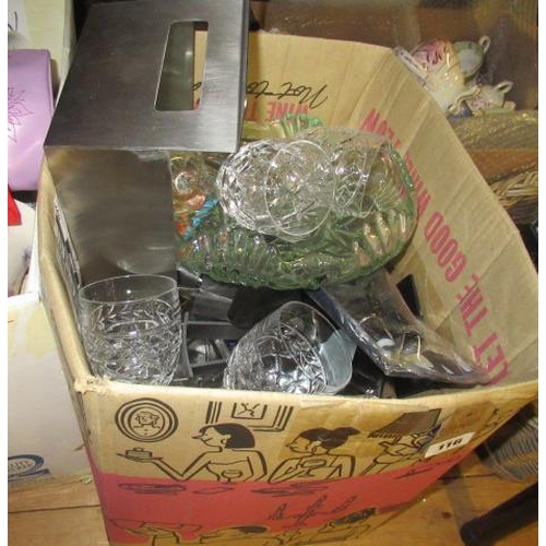 116 - BOX OF MISCELLANEOUS INCLUDING DRINKING GLASSES