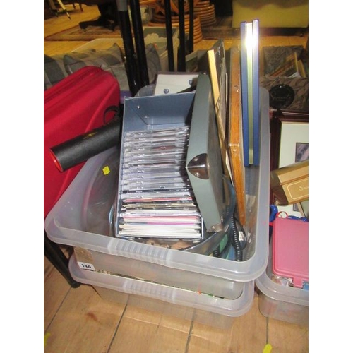 146 - BOX OF BOOKS AND A BOX OF CDS AND VINTAGE PHOTOS