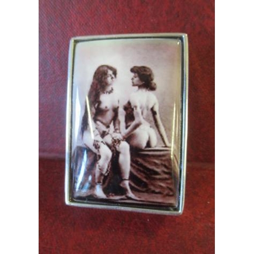 231 - SILVER VINTAGE EROTIC TRINKET BOX