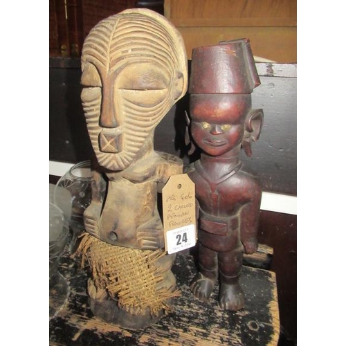 24 - TWO CARVED AFRICAN FIGURES