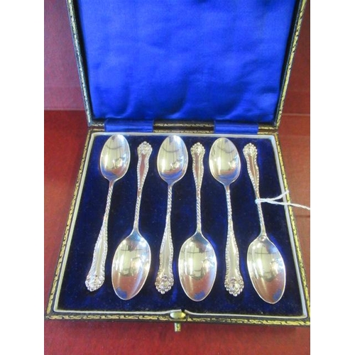 247 - CASED SET OF SIX SILVER TWIST TEASPOONS