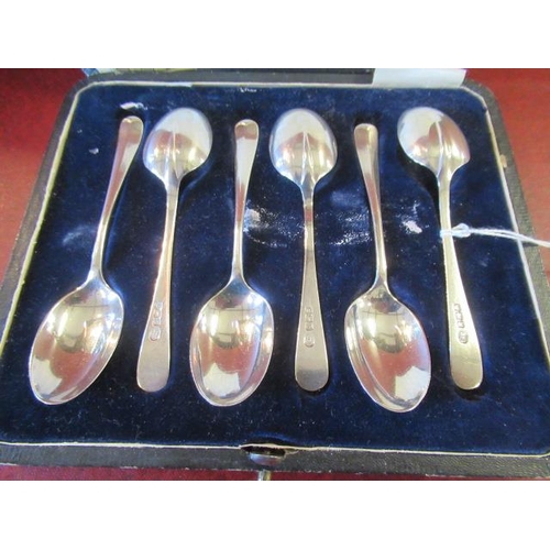 248 - CASED SET OF SIX SILVER RAT TAIL TEASPOONS