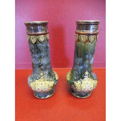 296 - PAIR OF ROYAL DOULTON SILVER RIMMED VASES