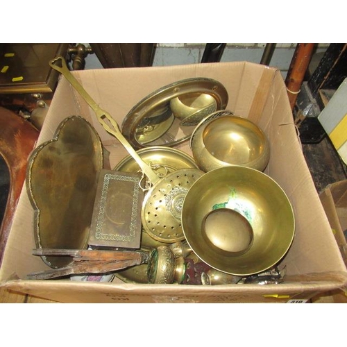 310 - BOX OF MISCELLANEOUS BRASS