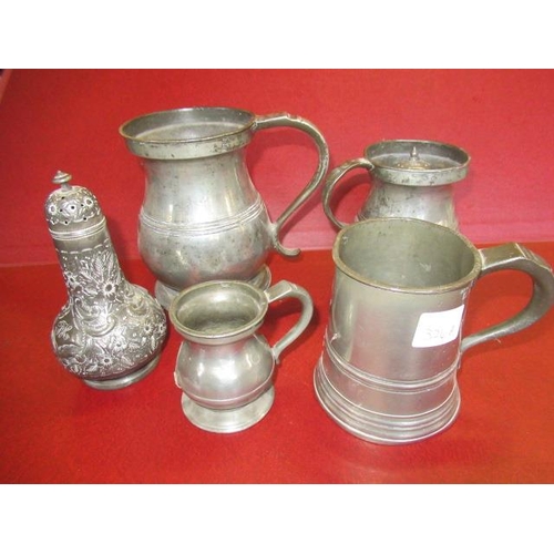 324A - QUANTITY OF PEWTER TANKARDS ETC