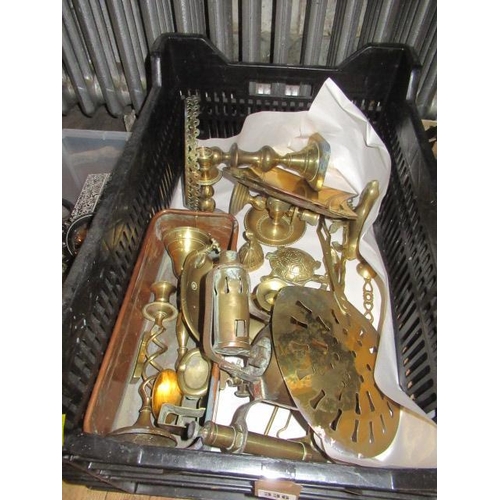 336 - BOX OF COPPER AND BRASS