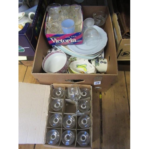 370 - BOX OF CERAMICS AND GLASS