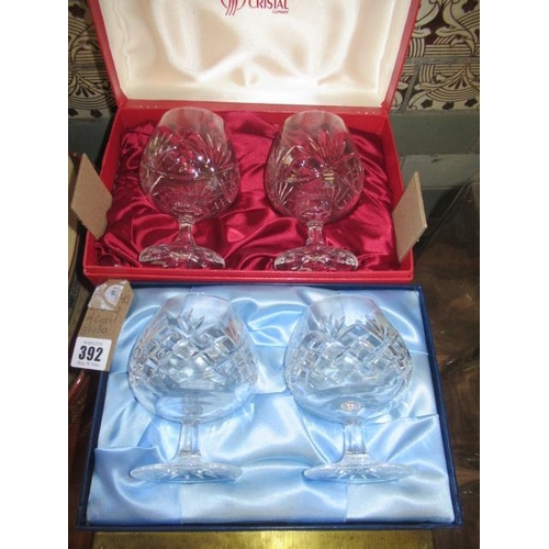 392 - TWO BOXES OF CRYSTAL GLASSES