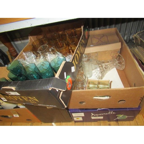 395 - THREE BOXES OF GLASS