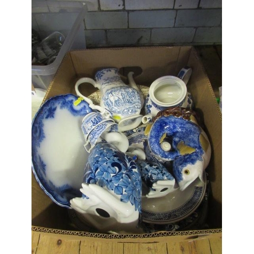 409 - QUANTITY OF BLUE AND WHITE CERAMICS AND TURKEY PLATES ETC