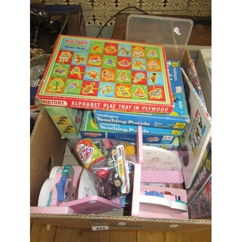 412 - BOX OF VINTAGE CHILDRENS TOYS ETC