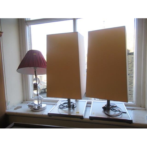 422 - PAIR OF MODERN TABLE LAMPS AND ANOTHER