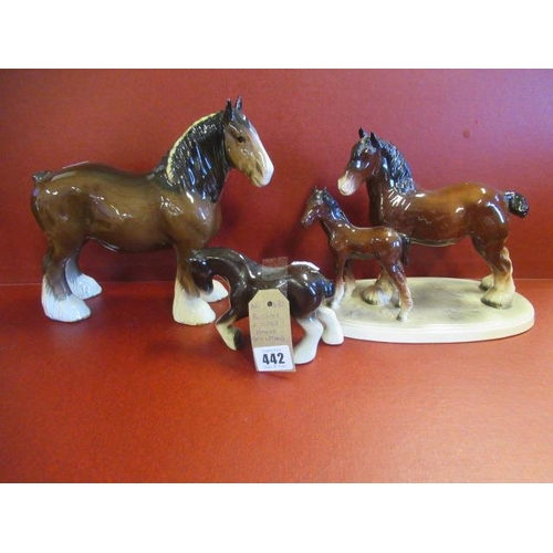 442 - BESWICK AND OTHER HORSE ORNAMENTS