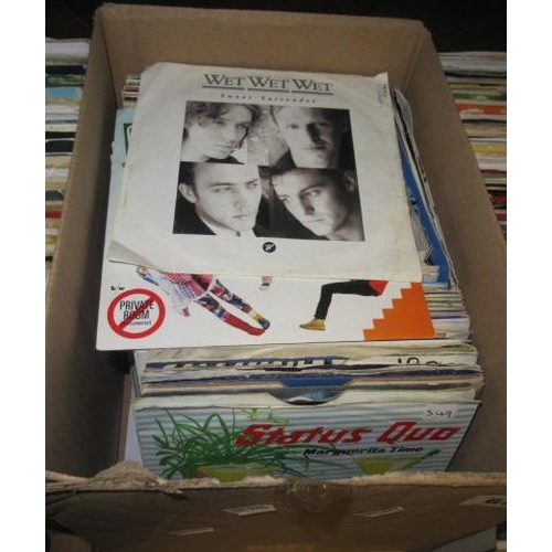 65 - BOX OF SINGLES INCLUDING FAIRGROUND ATTRACTION CYNDI LAUPER AND WET WET WET