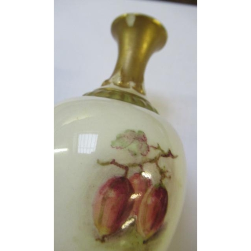 44 - A ROYAL WORCESTER CHINA SMALL VASE, 1922, of rounded ovoid form, painted in colours with a vignette ... 