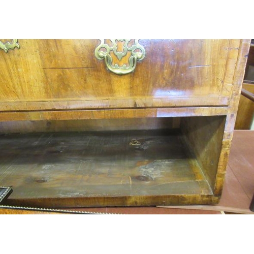 921 - A GEORGIAN WALNUT CHEST ON STAND, mid 18th century, crossbanded with feather stringing, the cavetto ... 