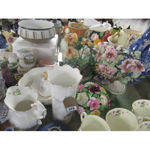 128 - AYNSLEY CERAMICS AND GLASSS FLORAL ORNAMENTS ETC