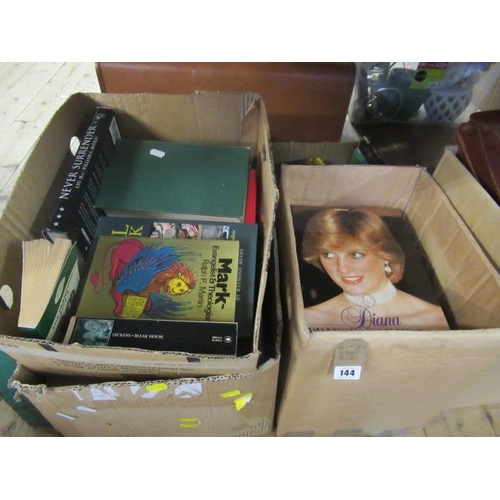 144 - FOUR BOXES OF BOOKS