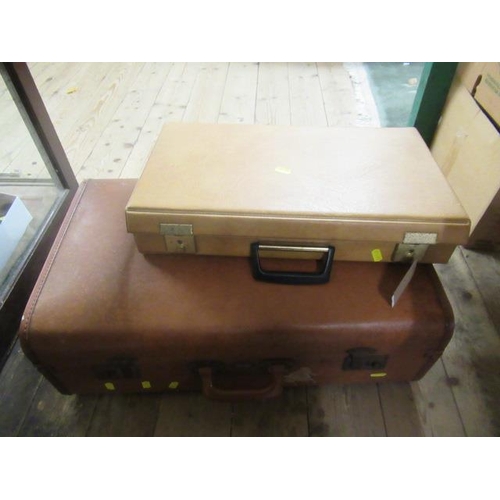 146 - VINTAGE PIONEER SUITCASE WITH MAGAZINE BINDERS AND CASSETTE CASE