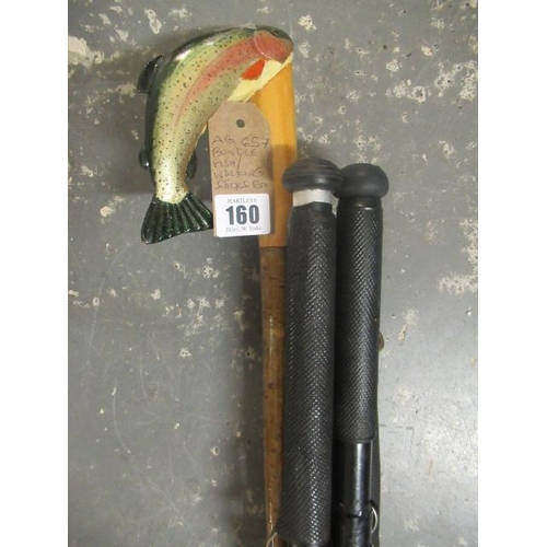160 - BUNDLE OF FISH WALKING AND WADING STICKS ETC
