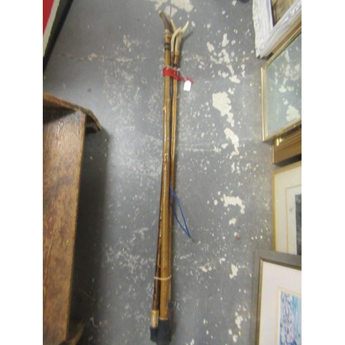 161 - THREE ANTLER WADING STICKS